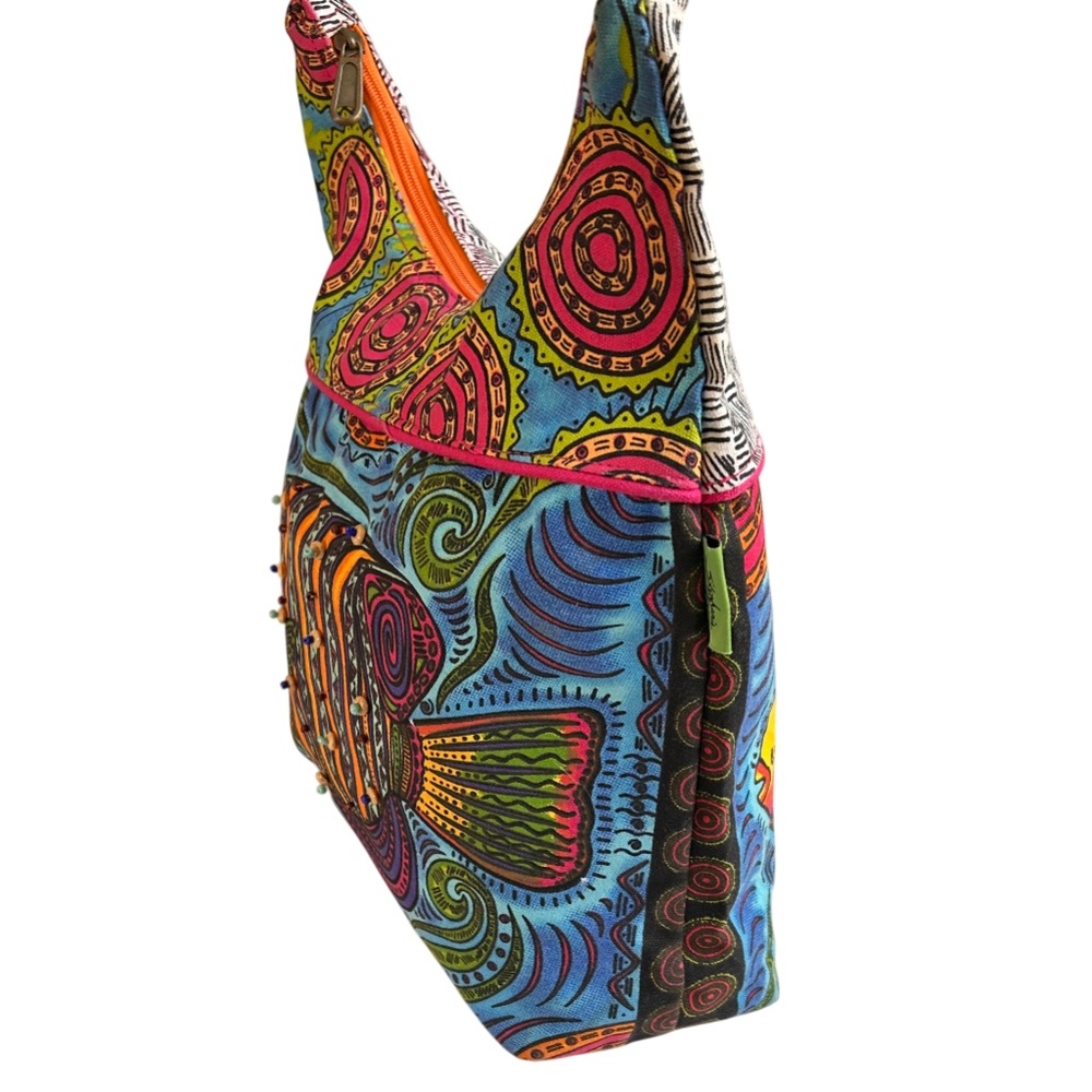 Stephanie Kiker Angel Fish Beaded Shoulder Tote Bag *LIKE NEW* - Picture 6 of 13